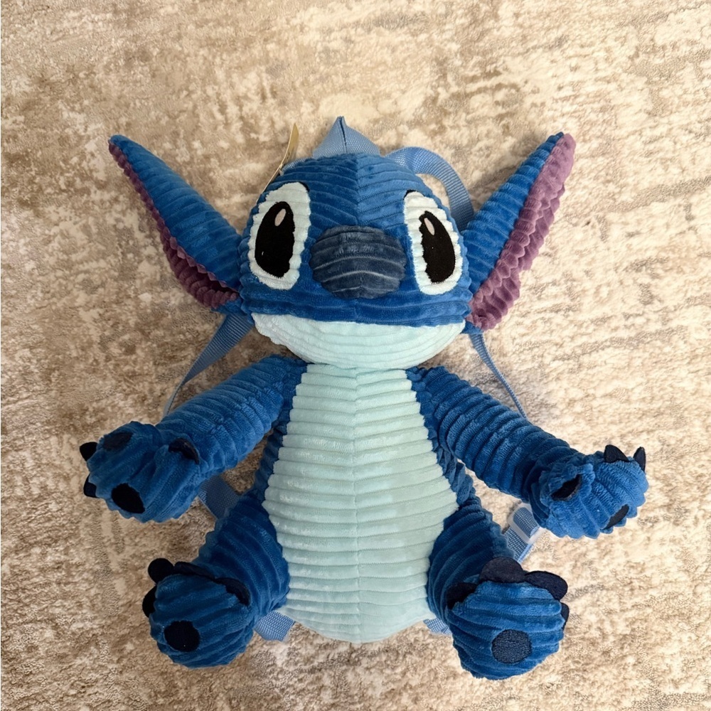 Disney Blue and Purple Stitch Plush Backpacks adjustable straps OS -NWT